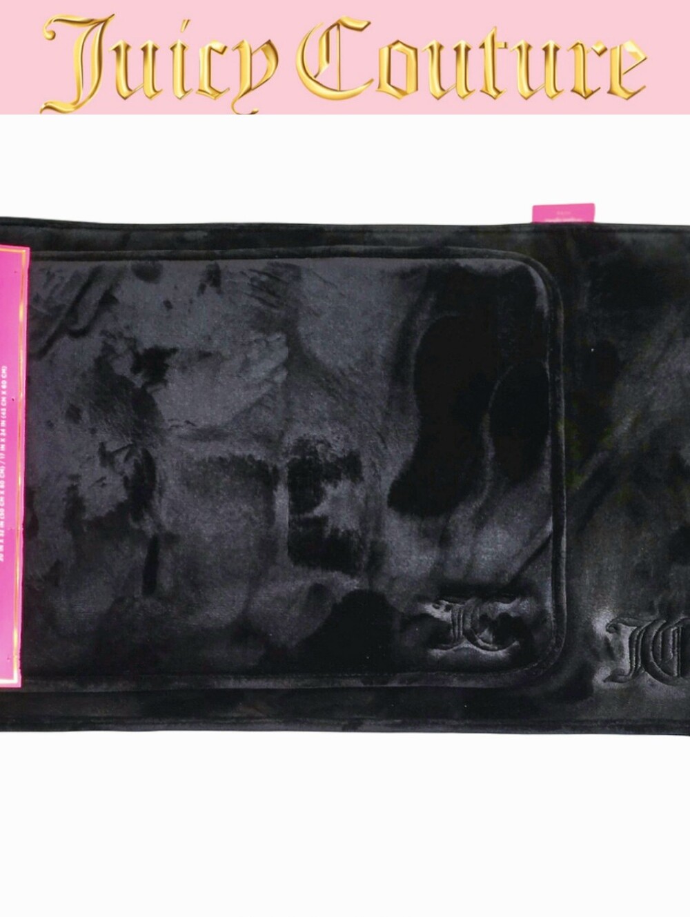 Juicy Couture Home 2-PC JC Corner Logo Plush Memory Foam Bath Rugs- Black
